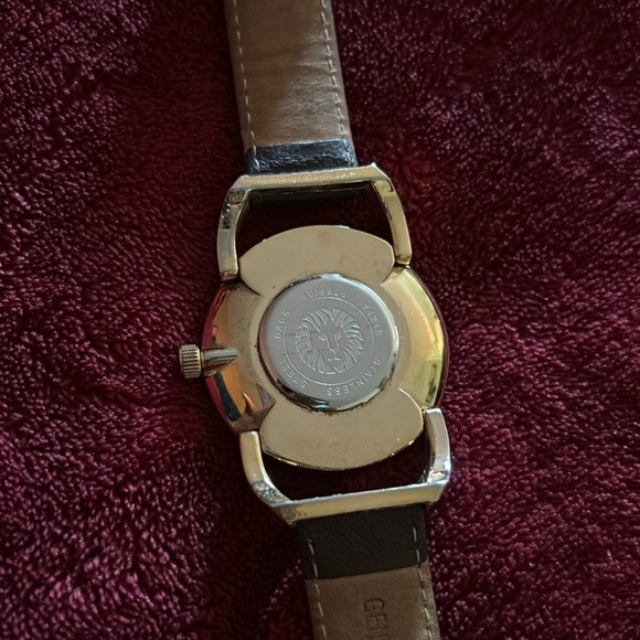 Anne Klein Genuine brown leather Strap Logo Dial gold tone wristwatch - Picture 5 of 13